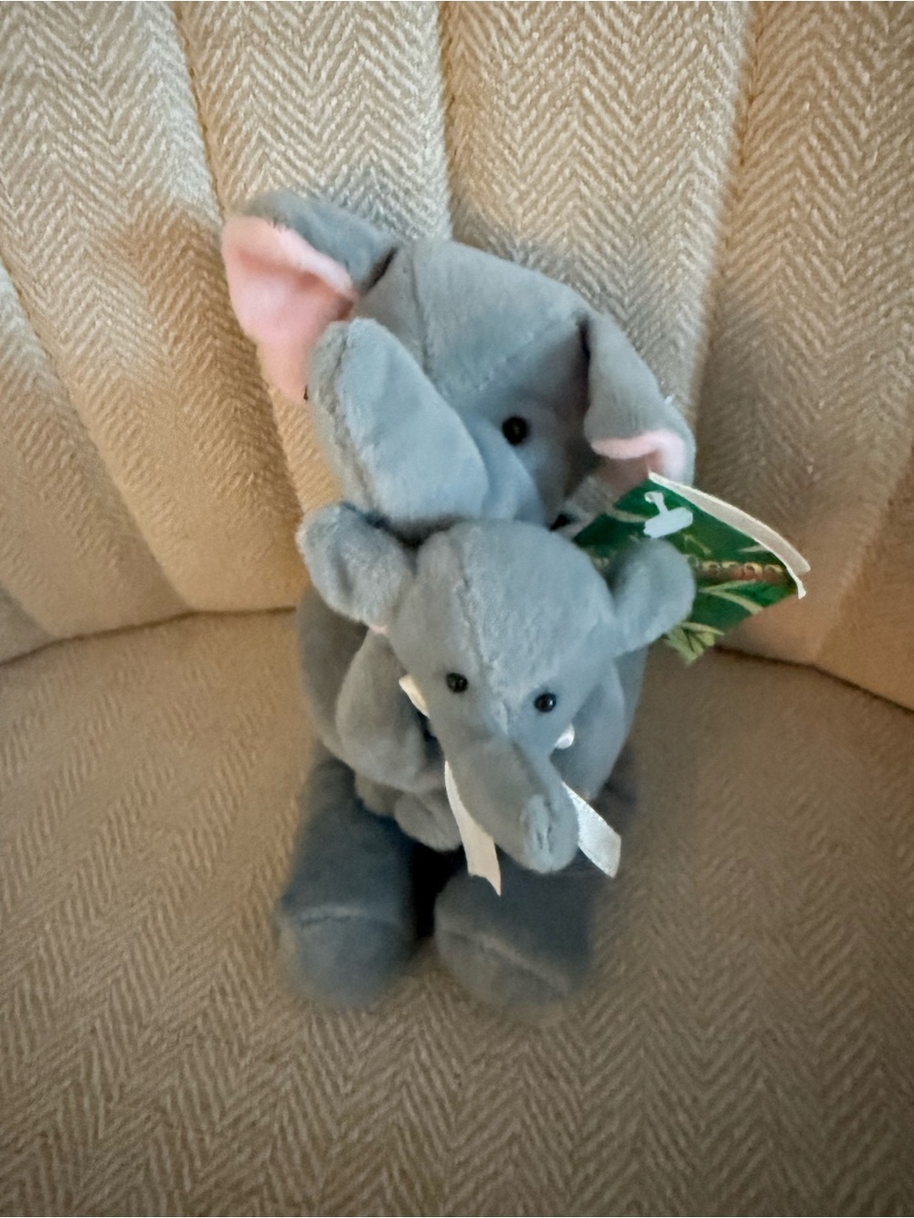 Elvira and Elvis  mini Plush Elephant Pair- Soft Stuffed Toy1990s - kids